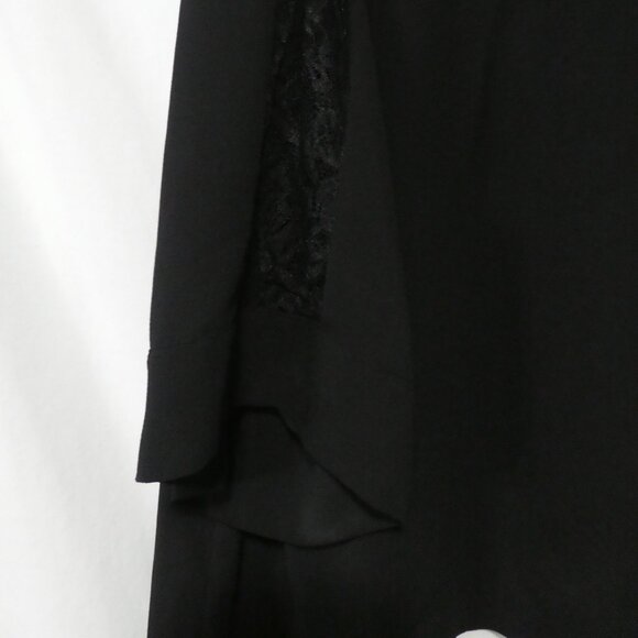LOVE & LEGEND | size 16 | Black Long Sleeve V-NECK Blouse | Full Lace Arm Strips - Picture 12 of 14